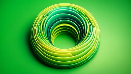 Arc-arranged abstract shapes. Bright colored background. 3D rendering.