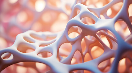 Organic cellular structure osteons matrix. Futuristic bio cement. Generative AI