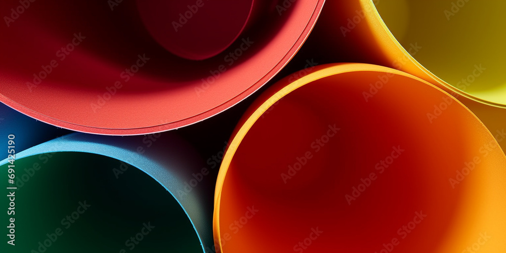 Poster background image of colorful roll shapes, generative ai