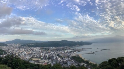 A view of Sumoto city and Sumoto Port from Mt. Mikuma on Awaji Island