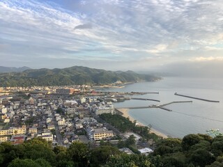 A view of Sumoto city and Sumoto Port from Mt. Mikuma on Awaji Island