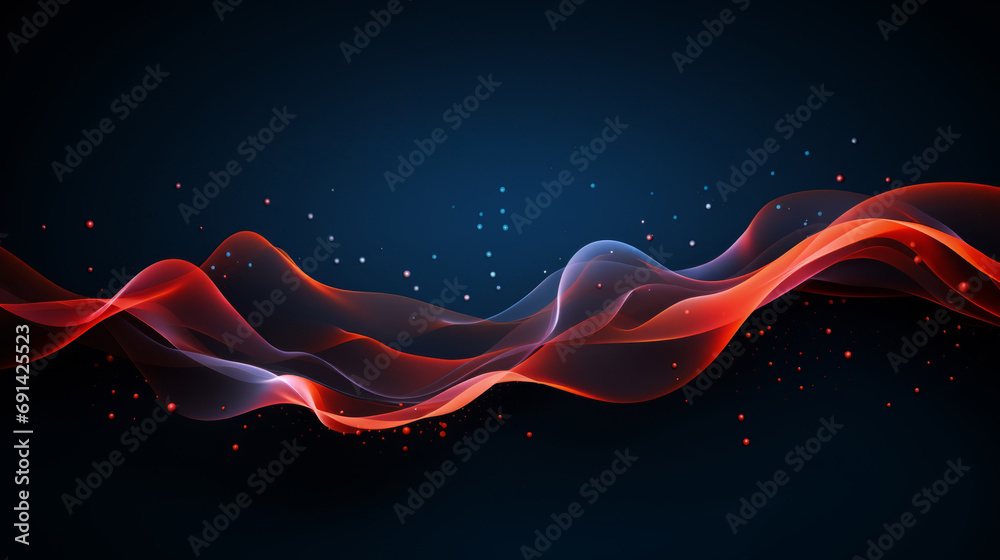 Wall mural dark abstract wallpaper background design header with flowing waves