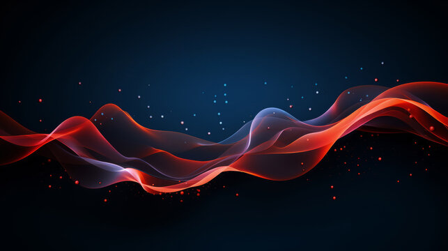 Fototapeta Dark abstract wallpaper background design header with flowing waves