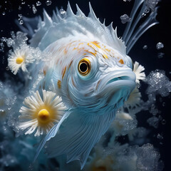 Fototapeta na wymiar golden fish in water