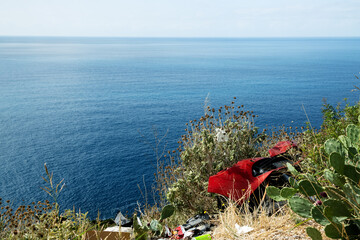Garbage near the observation deck on the Adriatic coast