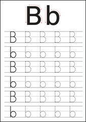 Printable worksheet for children textbook. Developing skills of writing. Writing letter B
