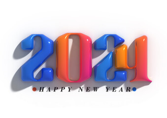 2024 Happy New Year Lettering Typographical Illustration Design.