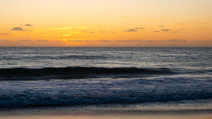 Morning view from empty beach shore.