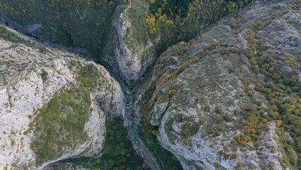 Kastamonu Valla Canyon Natural Life Park and unique rock forms in the mountains aerial photographs taken in sunset light and colors