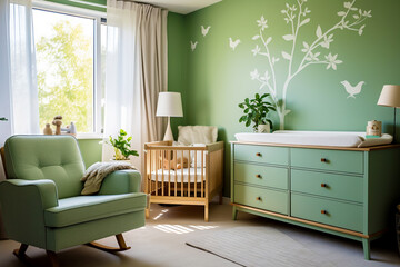 A stylish and practical room for a newborn with an eco-design, filled with light and air, will allow the baby to grow and develop in harmony with nature.