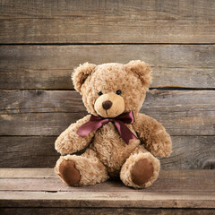teddy bear in a Wooden Box
