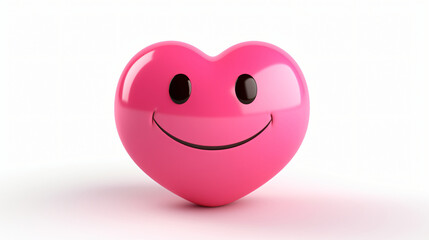 Smiling face with heart eyes and pink cheek isolated on white background - Powered by Adobe