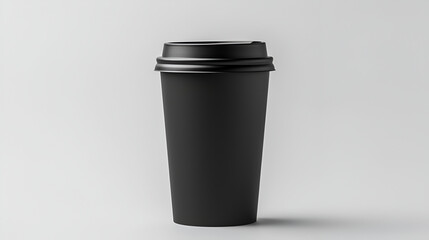 black coffee cup on white background. Generated AI - obrazy, fototapety, plakaty