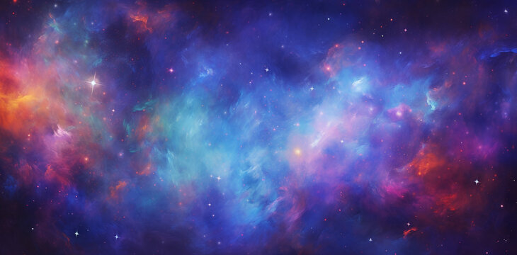 Colorful space filled with lots of stars, painting of a galaxy with stars, Generative AI © Kafi