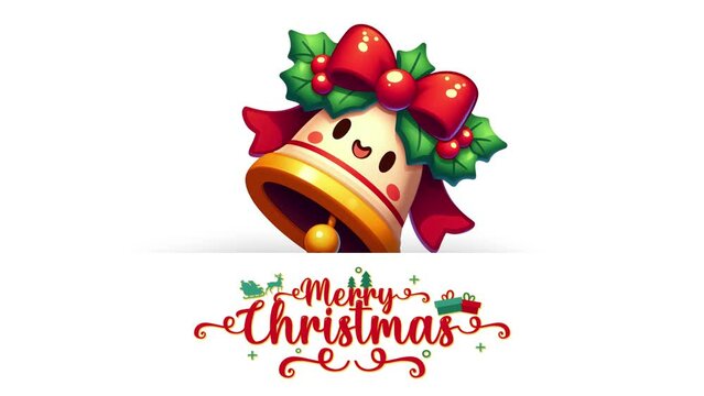 Merry Christmas greeting animation with Christmas bell motion element
