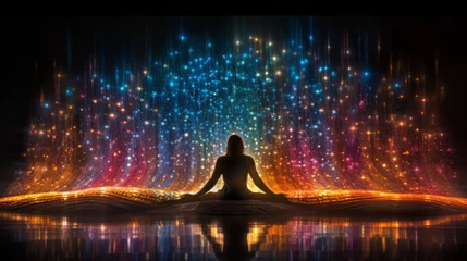 Schilderijen op glas silhouette of a person in meditation © Digitalys Studios