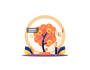capital investment concept. investment advantages and benefits. a businessman or investor and a money tree. increased investment. business growth and the future. illustration concept design. graphic