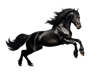 black horse PNG isolated on white transparent background