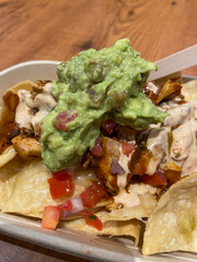 Avocado guacamole over the nachos.
