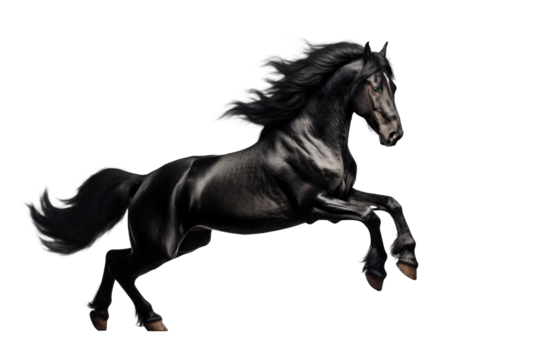 black horse PNG isolated on white transparent background