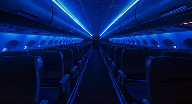 Airplane with seats. Empty airplane seats. Generative AI
