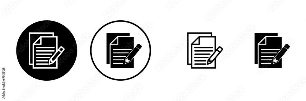 Poster note icons set. taking note icon vector. edit line icon. document write. content writing