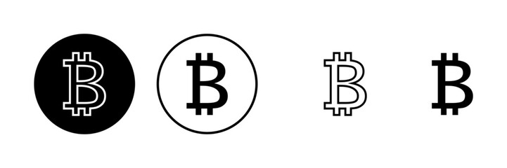 Bitcoin sign icons set. Crypto currency symbol. Blockchain. Cryptocurrency