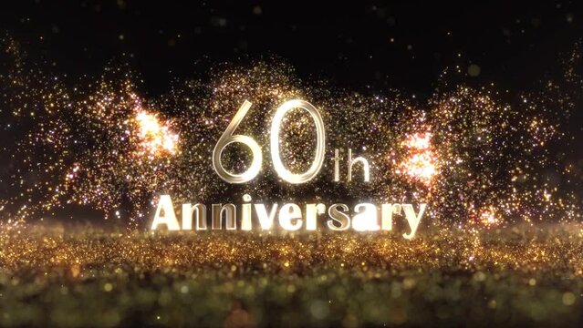Happy 60th Anniversary Banner, Golden Particles, Anniversary Greetings