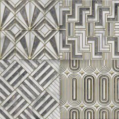 Fototapeta premium 3d decorative geometric structure background pattern, digital ceramic tile, interior wall texture.