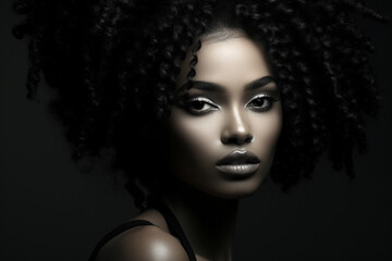 Graceful Beauty: Close-Up of a Stunning Black Female Model's Upper Portion