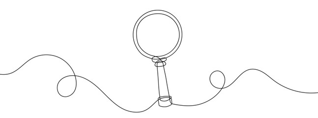 Continuous line drawing of magnifier. Single line magnifying glass icon.