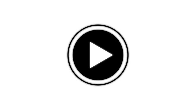  Video player button icon animation on white background, music play button animation, video play button icon .
