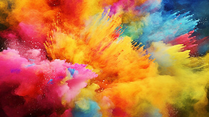 A colorful explosion of colored powder, Generative AI