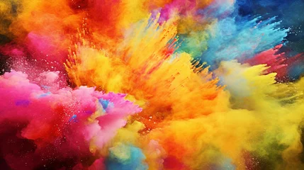 Papier Peint photo Mélange de couleurs A colorful explosion of colored powder, Generative AI