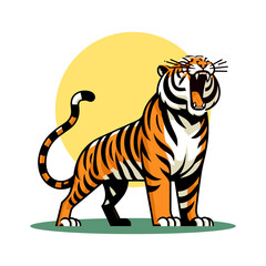 Roaring tiger flat design vector illustration.