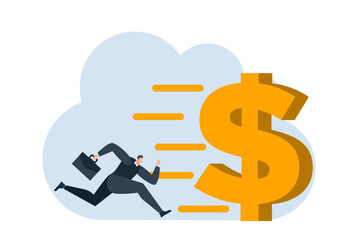 businessman with dollar money coin currency flat illustration