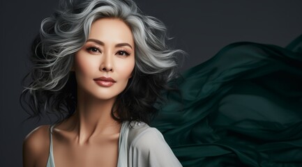 Naklejka premium Graceful Aging - Japanese Beauty, Smooth Skin for Cosmetics Ad