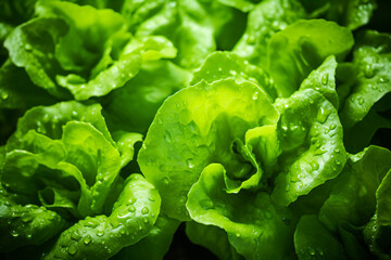 a close up of a bunch of lettuce with water droplets