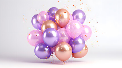Fototapeta premium Pink and purple balloons background. Mother’s day, Birthday, christmas, wedding, valentine day. 