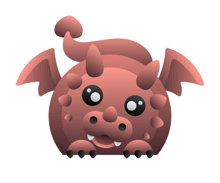 Abstract Simple Rounded Baby Dragon. Celebration. Christmas, New Year. Chinese Calendar 1952, 1964, 1976, 1988, 2000, 2012, 2024, 2036, 2048, 2060 years.