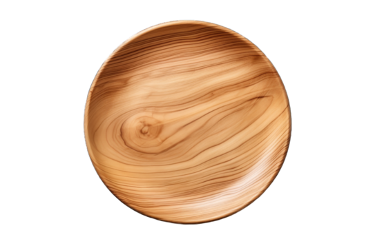 empty wooden plate for mockup food PNG isolated on white transparent background