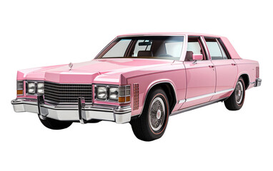 Vintage Pink Cadillac On Transparent Background - obrazy, fototapety, plakaty