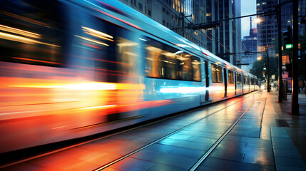 Fototapeta na wymiar Light Rail Train in fast blurr motion