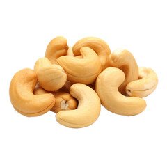 Pile of cashew nuts isolated on transparent background