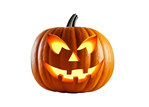 Halloween pumpkin with scary smiley face image isolated on transparent background