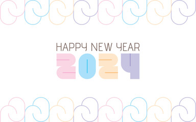 Creative happy new year 2024 pastel color design.