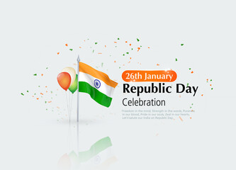 26th January Indian Republic Day Celebration Greeting Background Design Template - obrazy, fototapety, plakaty