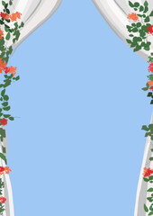 Hand-drawn digital Illustration of floral invitation template 