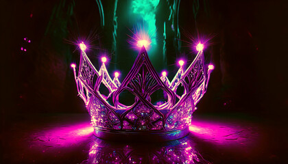 crystal crown illuminated by light.