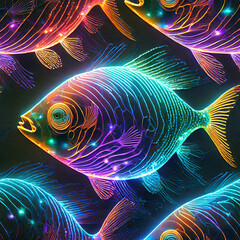 seamless pattern - fantastic fish concept